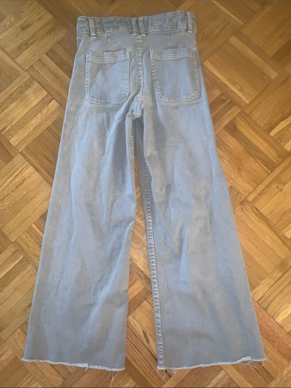Zara EUC! Wide Leg Jeans Grayish w/ Sailor Pockets - Girls Size 10